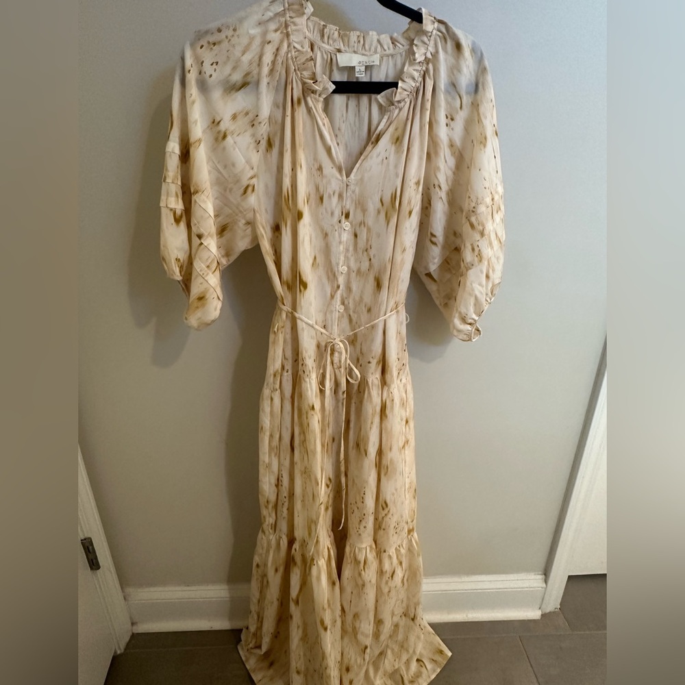 Pinch Cream and Brown Long Sleeve Maxi Dress